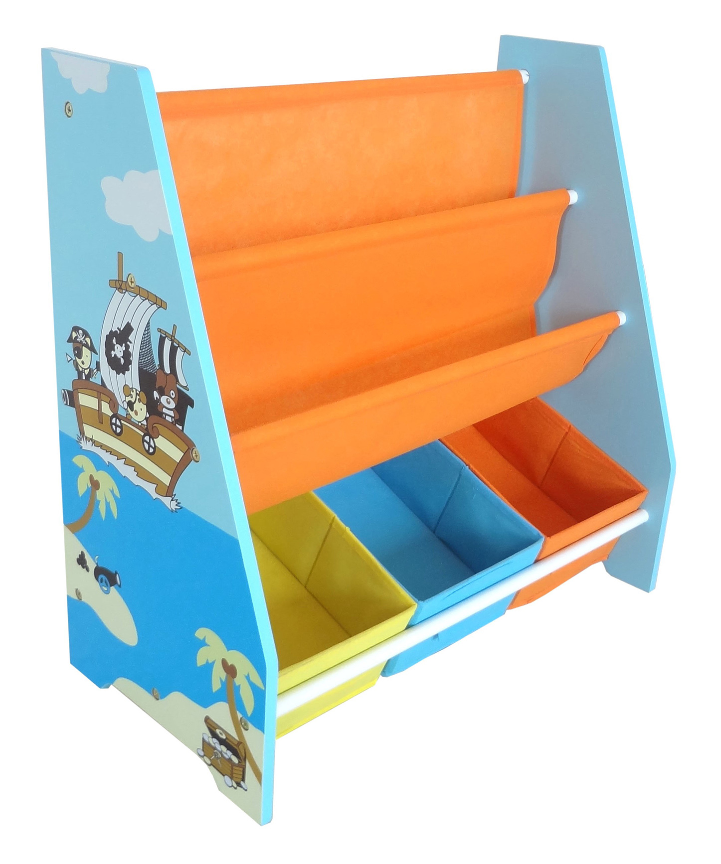Kiddi Style Pirate Themed Sling Bookshelf and Storage - Blue