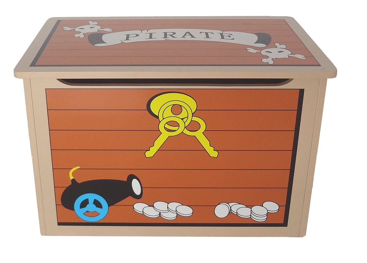Kiddi Style Children's Pirate Wooden Treasure Chest Toy Box Storage Unit Kids 