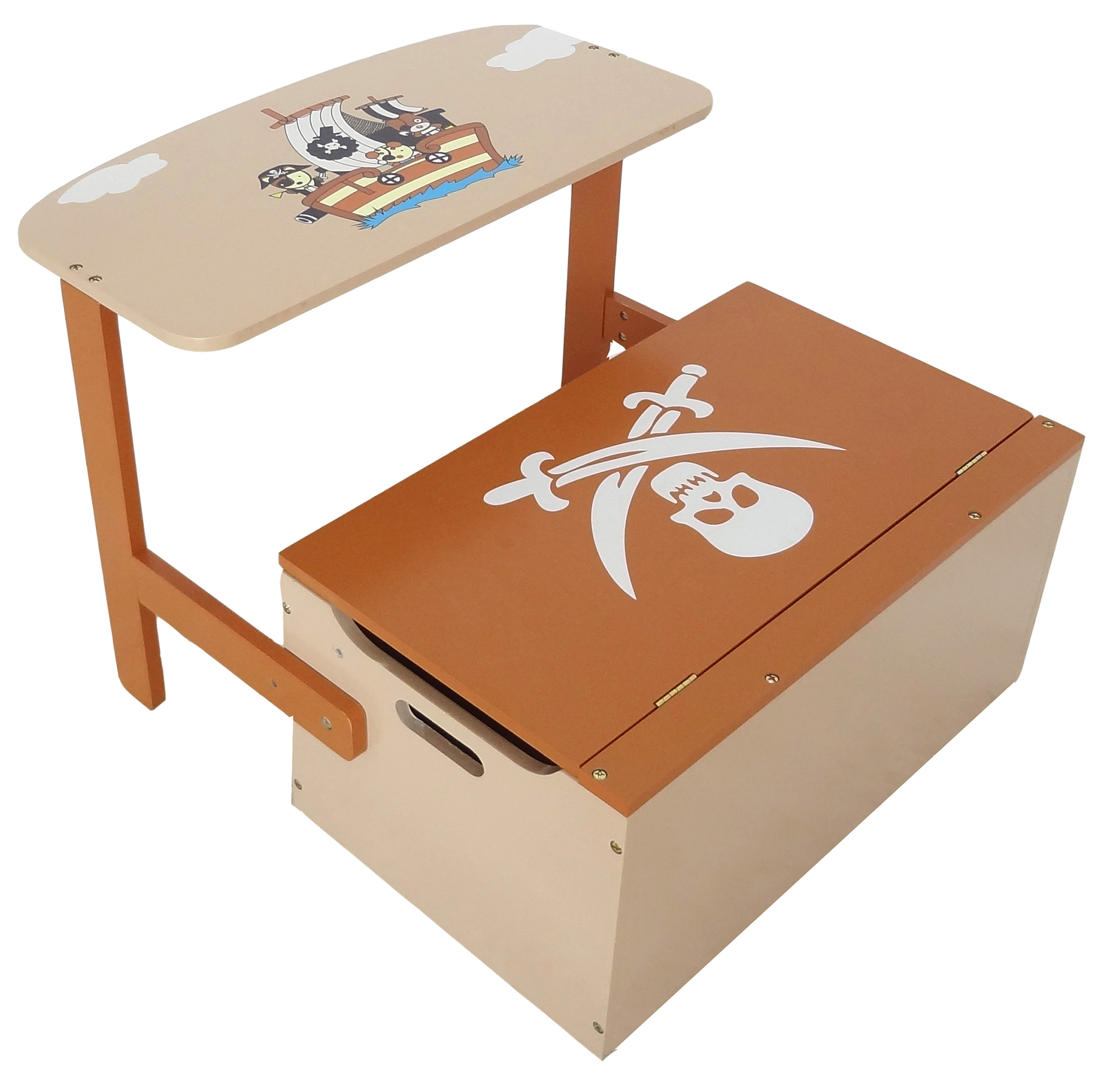 Kiddi Style Childrens Pirate Wooden Convertible Toy Box Bebe Style PRF1CTB