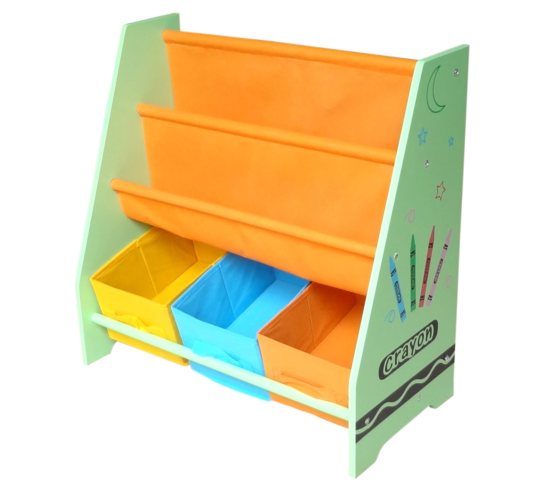 Kiddi Style Crayon Themed Sling Bookshelf Green